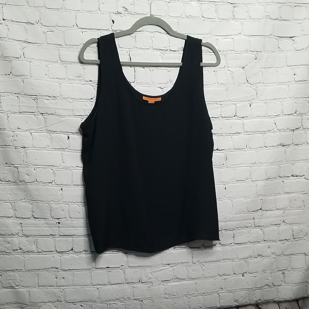 Harari women's size Xlarge 100% silk scoop neck tank top side slits  ECU